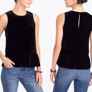 J Crew crushed velvet drop waist peplum top